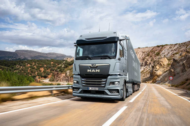 MAN eTGX battery-electric long-haul truck on the road