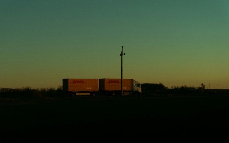 Semi-truck and trailer on the road, illustrating connected truck and trailer technology.