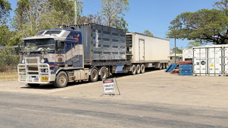 A freight truck in Kowanyama, Far North Queensland, illustrating the community's reliance on road freight services.