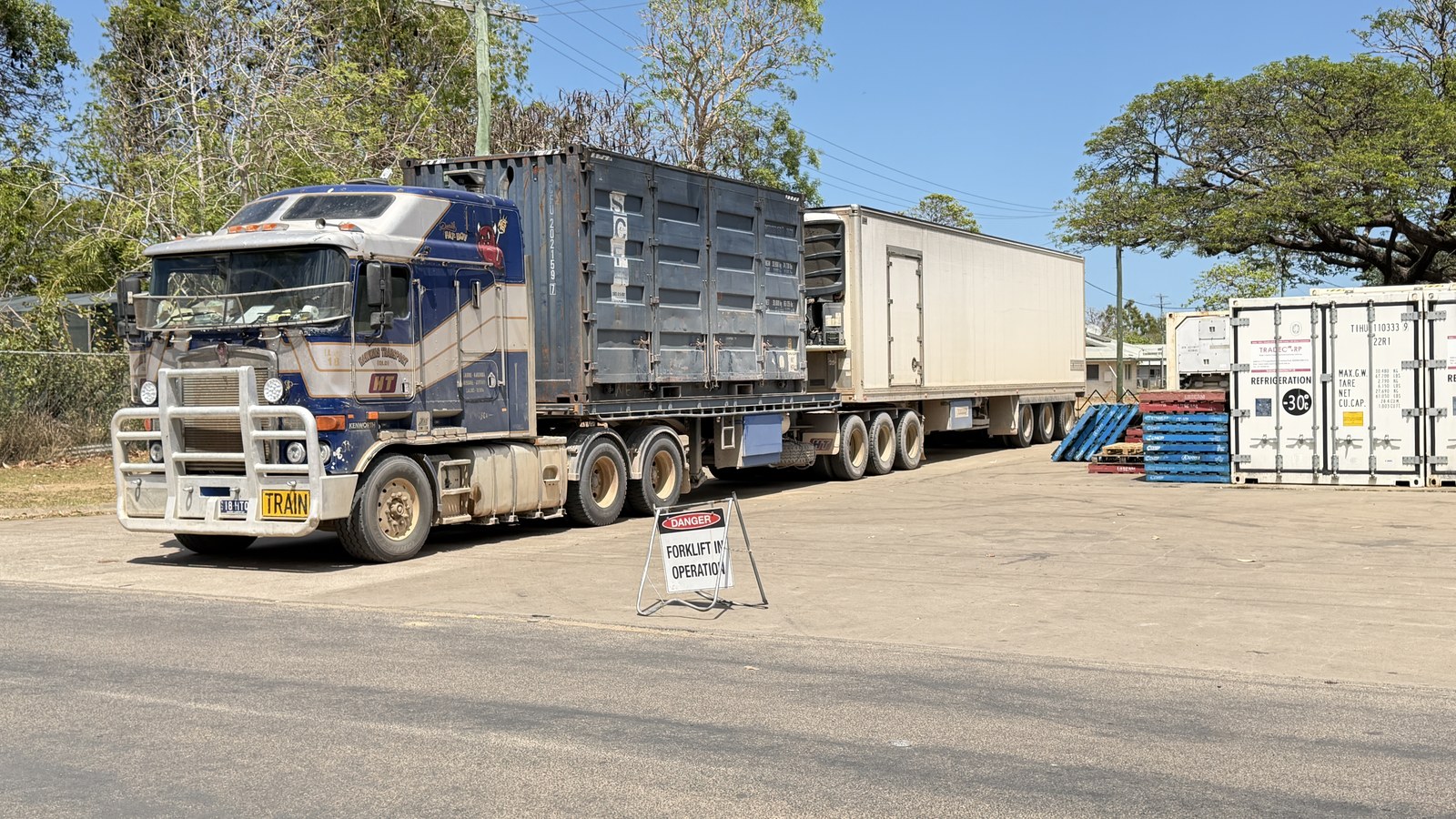 A freight truck in Kowanyama, Far North Queensland, illustrating the community's reliance on road freight services.