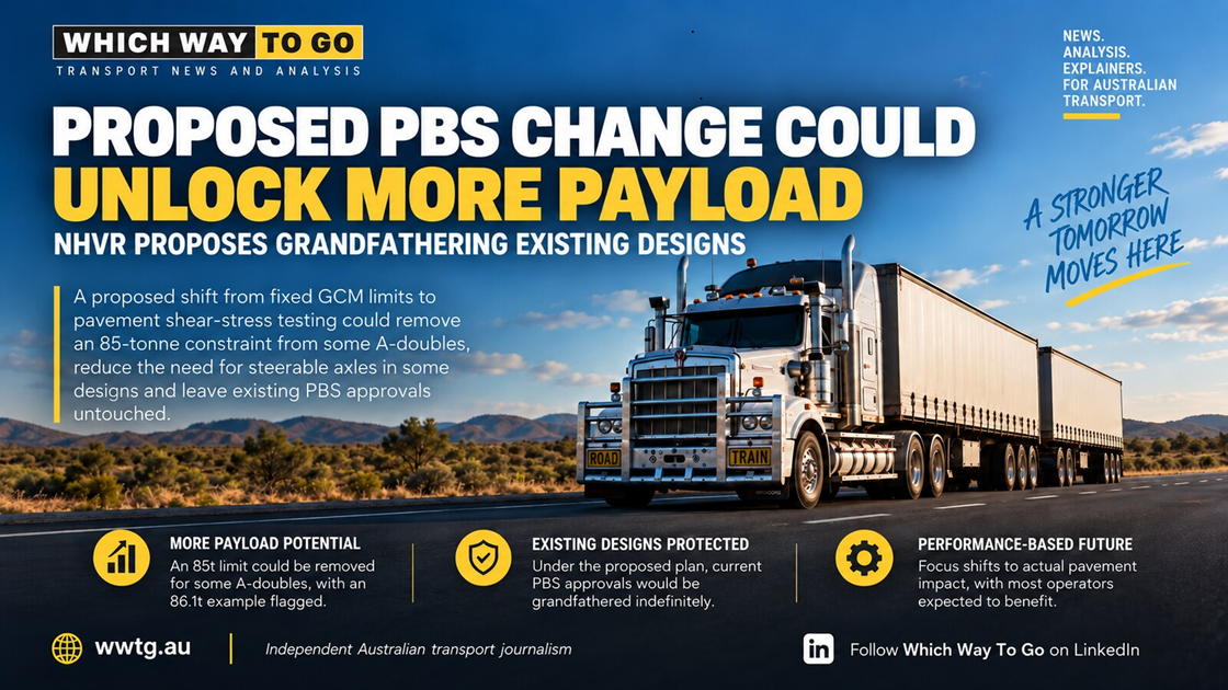 New PBS pavement rule could lift the 85-tonne A-double constraint — while existing approvals stay