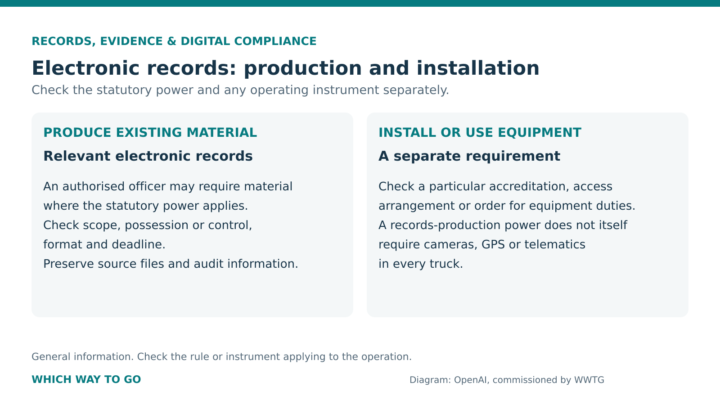 Difference between producing electronic records and installing monitoring equipment.