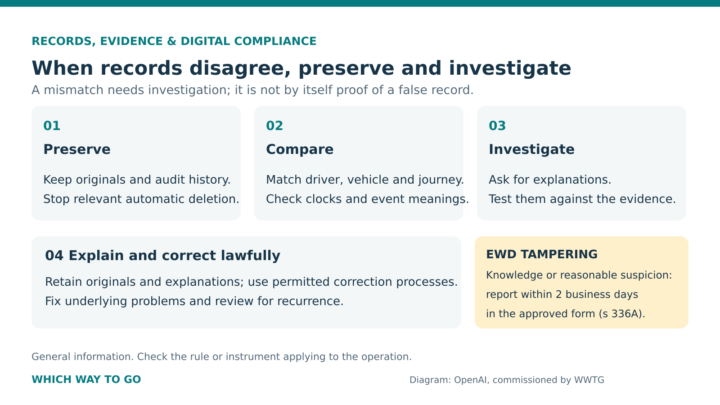 Steps for investigating conflicting transport records while preserving originals.